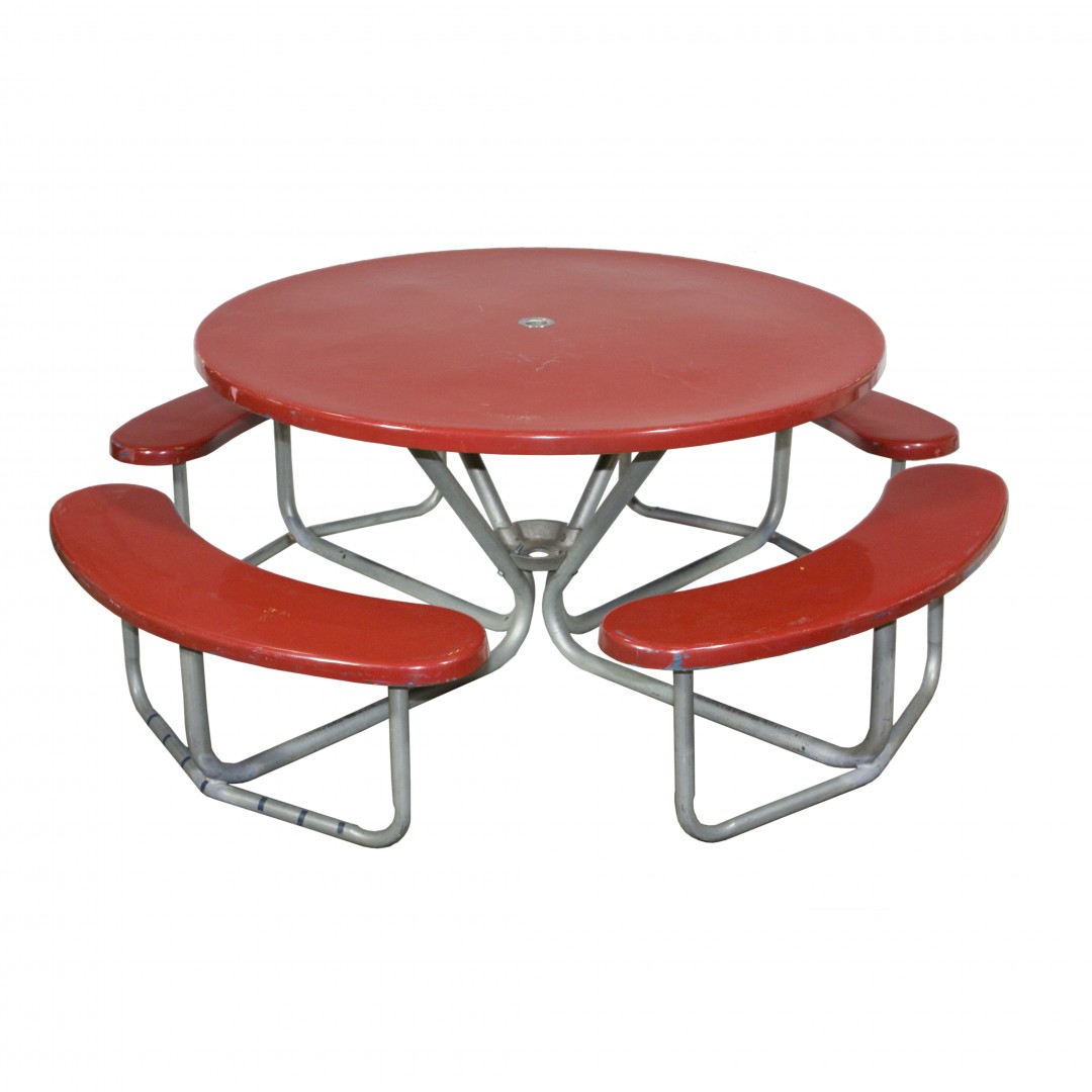 OUTDOOR FIBERGLASS TABLE W/ CURVED SEATS / RED Air Designs