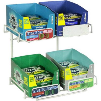 thumbnail image 2 of Nashville Display 2-Strand White Wire Potato Chip Rack – 24 Clips, Countertop Display 2 of 6