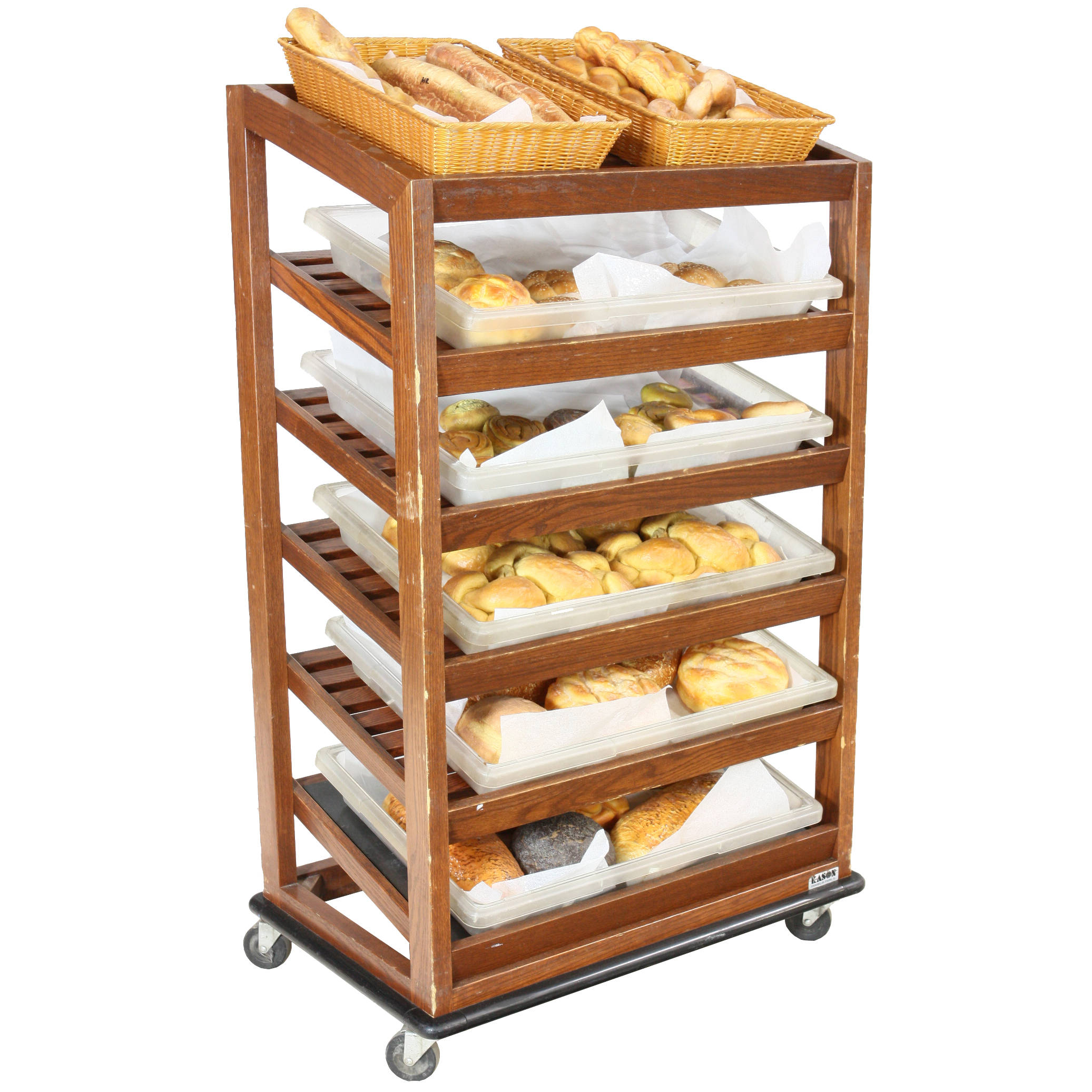 Bakery Bread Display, Wall Rack With 8 Wood Shelves 84H 96W
