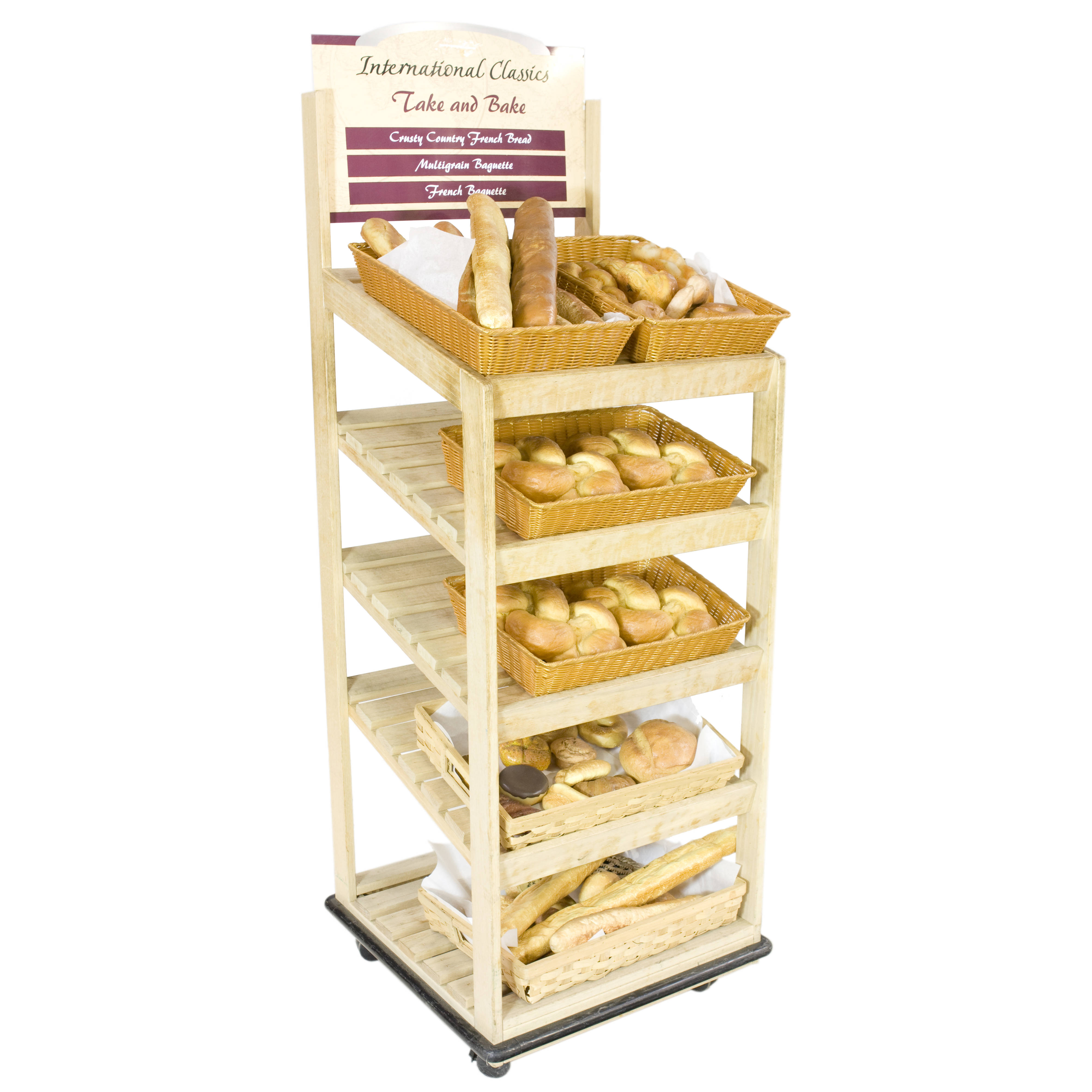 BREAD DISPLAY  RACK  5 SHELF LIGHT WOOD Air Designs