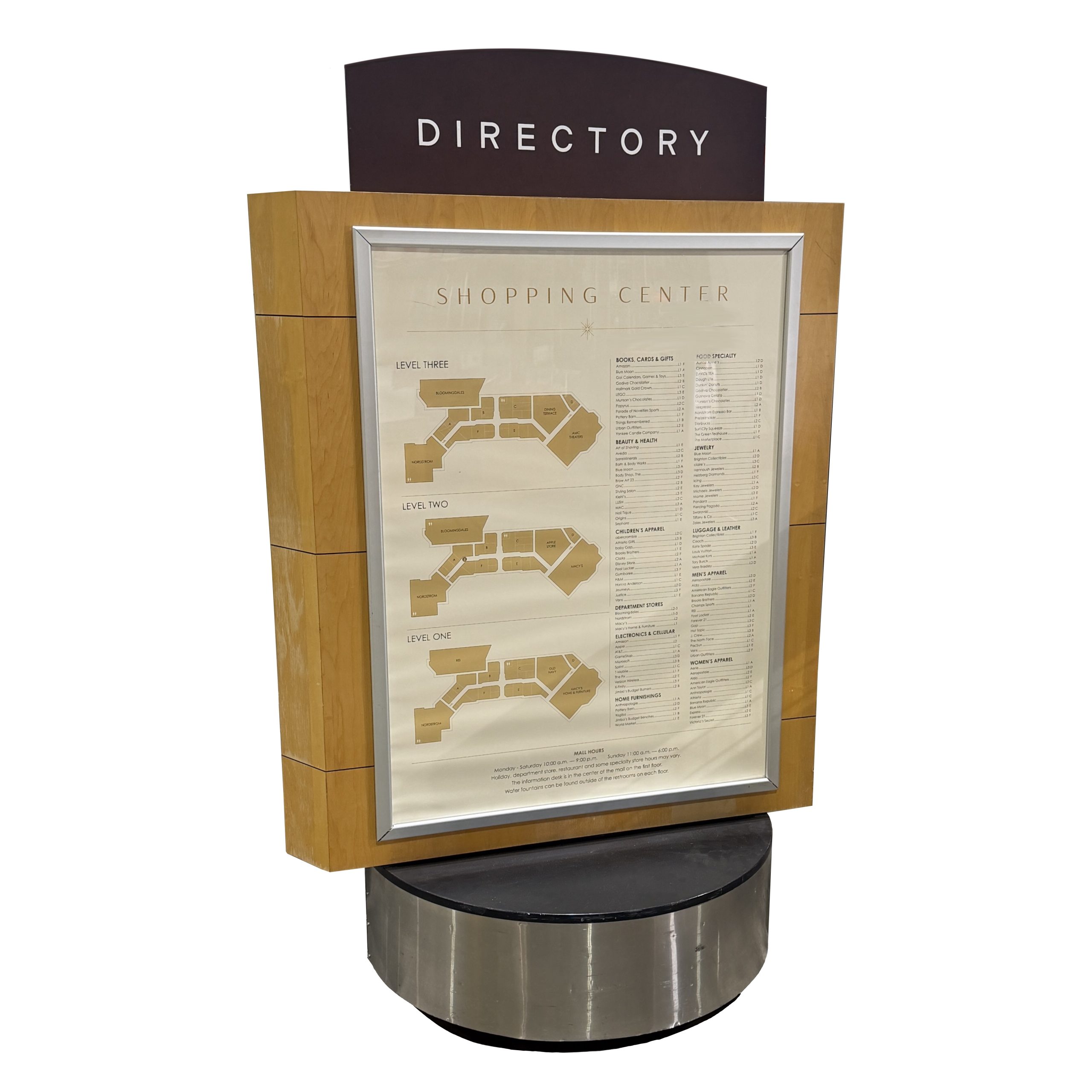 MALL DIRECTORY / BLONDE W/ S/S BASE