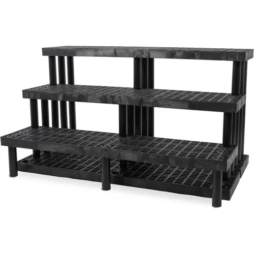 FLOWER DISPLAY STAND / RISER / 3 TIER / BLACK PLASTIC